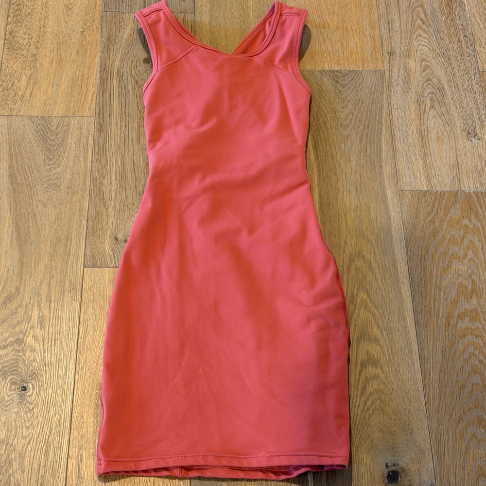 Lululemon Sleeveless Dress Muted Hot Coral Built-In Bra Mini Stretchy Size 0
